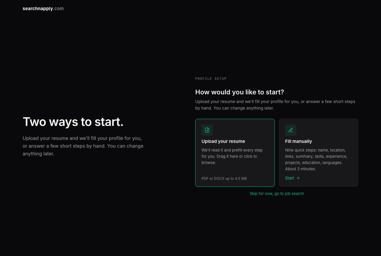 Profile setup: How would you like to start?